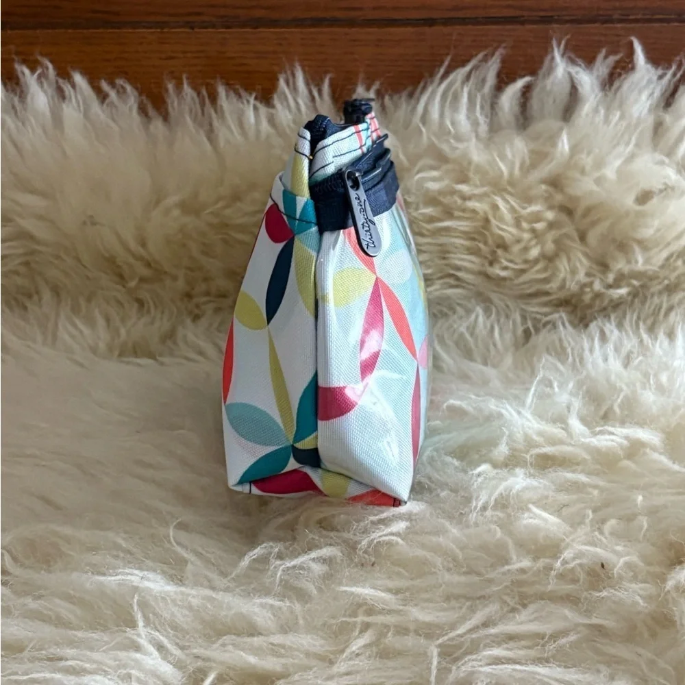 Thirty-One Blue Multicolor Floral Cosmetic Bag
